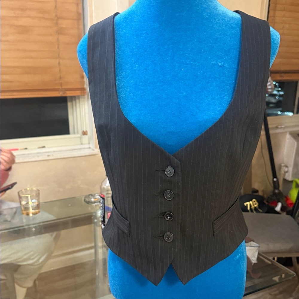 Zara Charcoal Pinstripe Vest